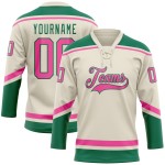 Hockey Creme Grün Pink-Kelly Jersey Spitze Custom Hals Hockey Creme Grün Pink-Kelly Jersey Spitze Custom Hals