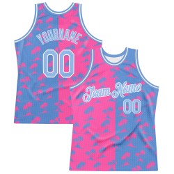 Jersey Blau-Weiß Authentic Rosa 3D Basketball Bäume Benutzerdefinierte Muster Licht Hawaii Palm