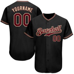 Jersey Custom Crimson-City Schwarz Authentic Creme Baseball
