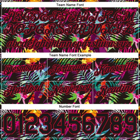 Benutzerdefinierte Shorts Blätter Design 3D Schwarz Palm Schwarz-Rot Tropical Basketball Authentische Muster