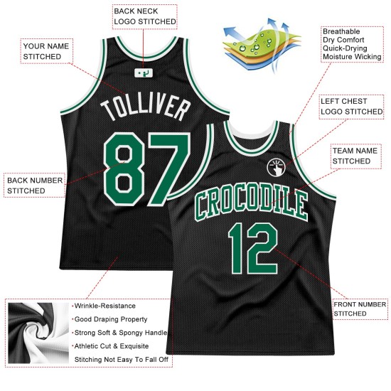 Grün-Weißes Trikot Throwback Kelly Custom Basketball Authentic Schwarz Grün-Weißes Trikot Throwback Kelly Custom Basketball Authentic Schwarz