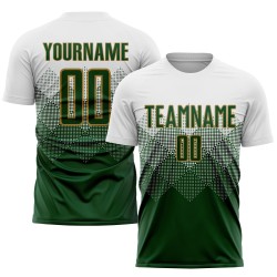 Gold Sublimation Grün-Alte Uniform Weiß Fußball Custom Jersey