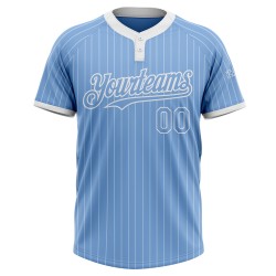 Jersey Weiß Softball Zwei-Knopf Custom Blau Nadelstreifen Hell Unisex Weiß
