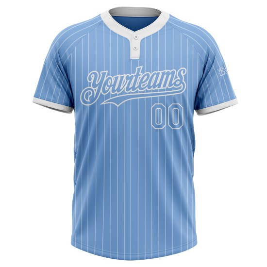 Jersey Weiß Softball Zwei-Knopf Custom Blau Nadelstreifen Hell Unisex Weiß Jersey Weiß Softball Zwei-Knopf Custom Blau Nadelstreifen Hell Unisex Weiß