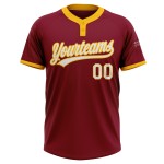 Crimson Jersey Softball Weiß-Gold Custom Zwei-Knopf Unisex Crimson Jersey Softball Weiß-Gold Custom Zwei-Knopf Unisex