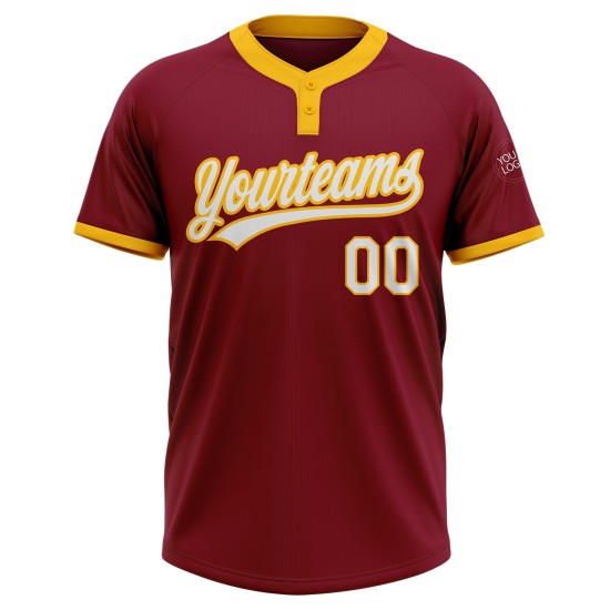 Crimson Jersey Softball Weiß-Gold Custom Zwei-Knopf Unisex Crimson Jersey Softball Weiß-Gold Custom Zwei-Knopf Unisex