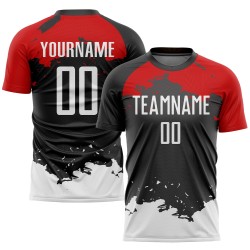Fußball Sublimation Trikot Uniform Custom Weiß-Rot Schwarz