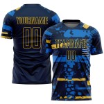 Marineblau-Gold Uniform Custom Sublimation Jersey Navy Fußball