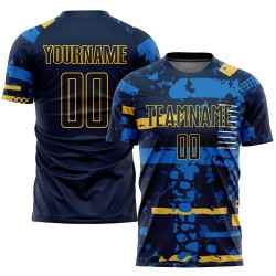 Marineblau-Gold Uniform Custom Sublimation Jersey Navy Fußball