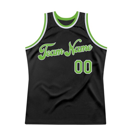 Authentisches Throwback Grün-Weiß Basketball Schwarzes Trikot Custom Neon Authentisches Throwback Grün-Weiß Basketball Schwarzes Trikot Custom Neon