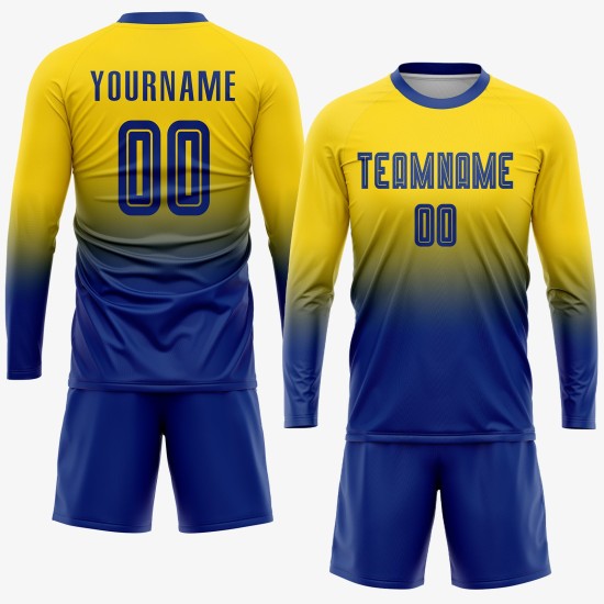 Benutzerdefinierte Jersey Sublimation Fußball Gold Mode Royal Uniform