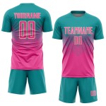 Jersey Teal Sublimation Uniform Pink-Creme Fußball Custom