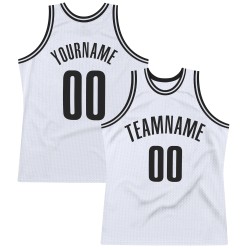 Schwarzes Custom-Trikot Throwback Basketball Weiß Authentic