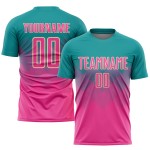 Jersey Teal Sublimation Uniform Pink-Creme Fußball Custom