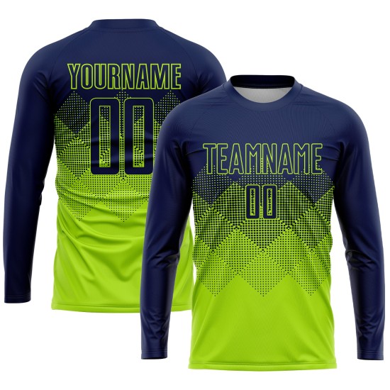 Navy Fußball Custom Uniform Sublimation Neon Trikot Grün