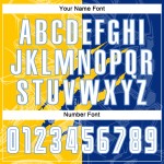 Sublimation Royal Graffiti Muster Blau Uniform Fußball Weiß Gelb-Licht Custom Scratch Jersey