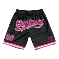 Benutzerdefinierte Basketball Pink-Weiß Throwback Schwarze Shorts Authentic