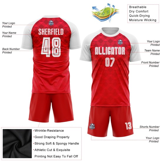Fußball Sublimation Uniform Trikot Rot Auswärts Custom Weiß
