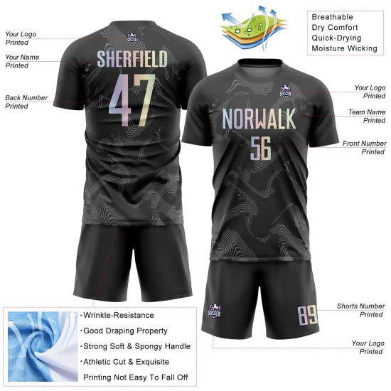 Linien Uniform Fußball Jersey Gradient-Grau Sublimation Custom Curve Schwarz Linien Uniform Fußball Jersey Gradient-Grau Sublimation Custom Curve Schwarz