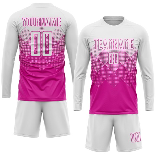 Dunkelrosa Trikot Uniform Weiß Fußball Sublimation Custom