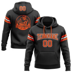 Orange-Weiß Custom Pullover genäht Fußball Hoodie schwarzes Sweatshirt