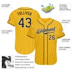 Baseball Jersey Nadelstreifen Custom Gelb Schwarz-Weiß Schwarz Authentic