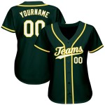 Weiß-Gold Custom Authentic Green Jersey Baseball