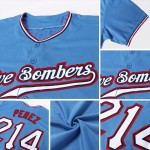 Blaues Jersey Powder Custom Authentic Baseball Weiß-Rot