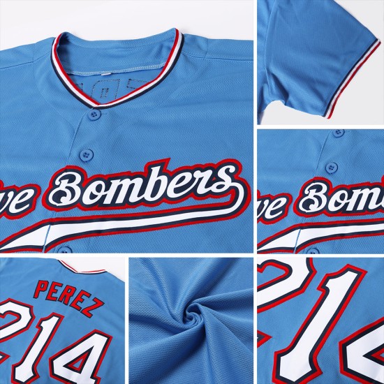 Blaues Jersey Powder Custom Authentic Baseball Weiß-Rot