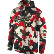 Benutzerdefinierte Hoodie zum Sport Pullover genäht Service Sweatshirt Salute Camo Schwarz-Creme