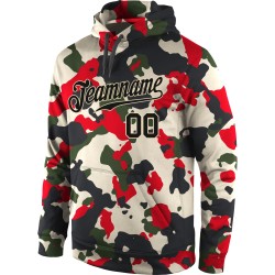 Benutzerdefinierte Hoodie zum Sport Pullover genäht Service Sweatshirt Salute Camo Schwarz-Creme Benutzerdefinierte Hoodie zum Sport Pullover genäht Service Sweatshirt Salute Camo Schwarz-Creme