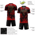Rot Schwarz-Old Custom Sublimation Jersey Fußball Gold Uniform