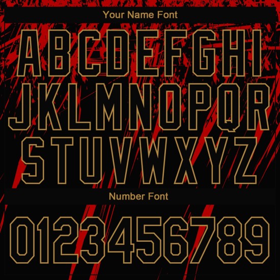 Rotes 3D-Gold-Sportmuster-Sweatshirt, individueller Pullover, genähter Hoodie, Design Schwarz-Old