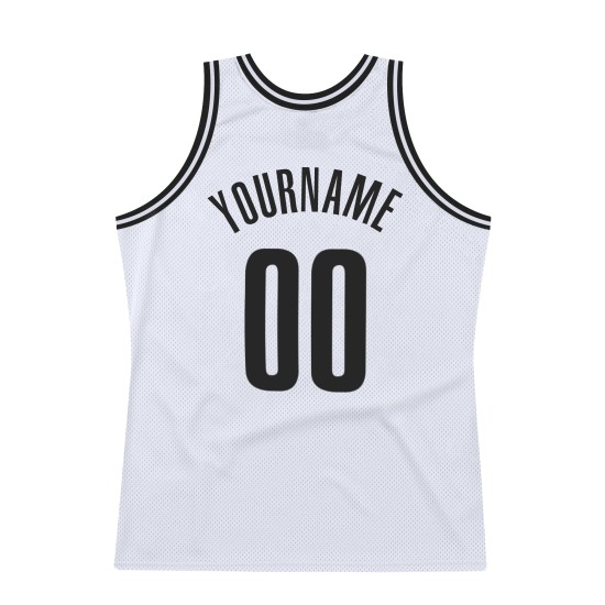 Schwarzes Custom-Trikot Throwback Basketball Weiß Authentic Schwarzes Custom-Trikot Throwback Basketball Weiß Authentic