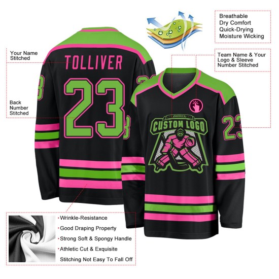 Hockey Custom Trikot Grün-Pink Schwarz Neon Hockey Custom Trikot Grün-Pink Schwarz Neon