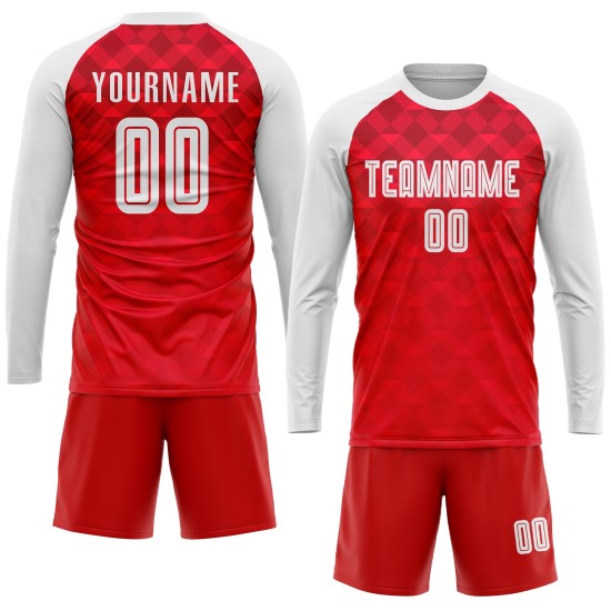 Fußball Sublimation Uniform Trikot Rot Auswärts Custom Weiß