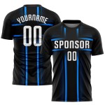 Custom Jersey Uniform Schwarz Sublimation Fußball Weiß-Hellblau