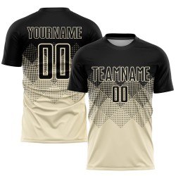 Fußball Creme Custom Jersey Sublimation Schwarze Uniform