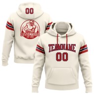 Hoodie Custom Rot-Marineblau Genäht Pullover Sweatshirt Creme Fußball