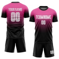 Custom Soccer Fade Fashion Weiß-Schwarz Sublimation Jersey Rosa Uniform Custom Soccer Fade Fashion Weiß-Schwarz Sublimation Jersey Rosa Uniform