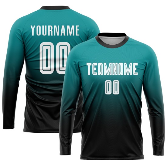 Fashion Fade Custom Sublimation Jersey Fußball Teal Weiß-Schwarz Uniform