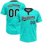 Schwarz-Weiß Muster Teal 3D Softball Unisex Jersey Zwei-Knopf Custom Schwarz-Weiß Muster Teal 3D Softball Unisex Jersey Zwei-Knopf Custom