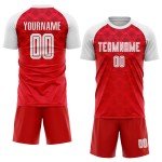 Fußball Sublimation Uniform Trikot Rot Auswärts Custom Weiß