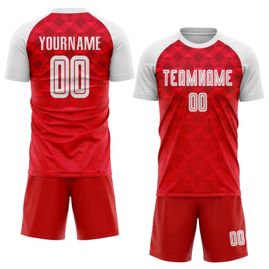Fußball Sublimation Uniform Trikot Rot Auswärts Custom Weiß