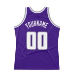 Basketball Authentic Custom Jersey Throwback Weiß-Grau Lila Basketball Authentic Custom Jersey Throwback Weiß-Grau Lila