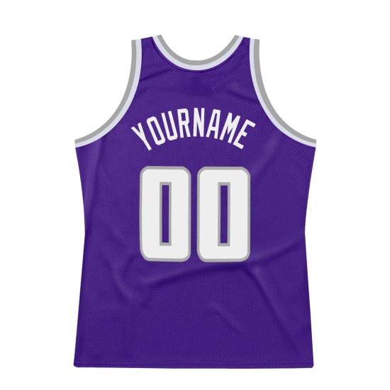 Basketball Authentic Custom Jersey Throwback Weiß-Grau Lila Basketball Authentic Custom Jersey Throwback Weiß-Grau Lila