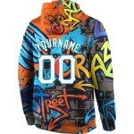 Hoodie Weiß-Aqua Muster Sweatshirt 3D Graffiti Custom Sports Stitched Pullover