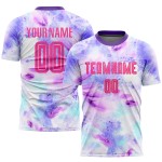 Rosa-Lila Tie Dye Jersey Fußball Uniform Sublimation Custom