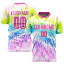 Fußball Tie Sublimation Custom Dye Jersey Rosa-Weiß Uniform