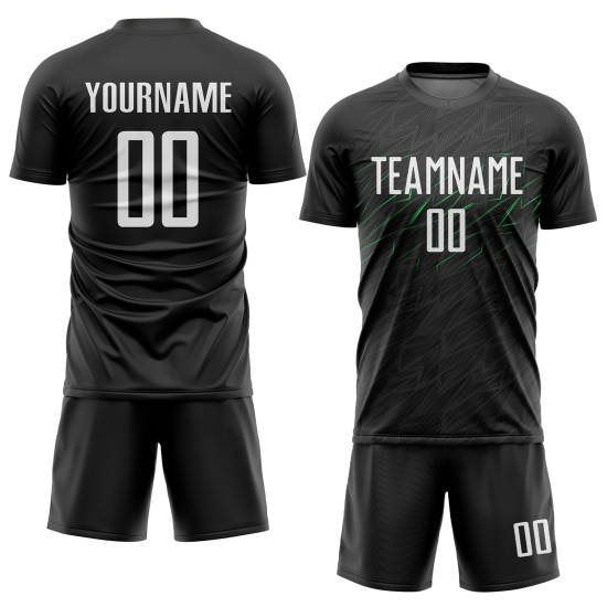Sublimation Weiß-Neon Custom Jersey Grün Fußball Schwarz Uniform